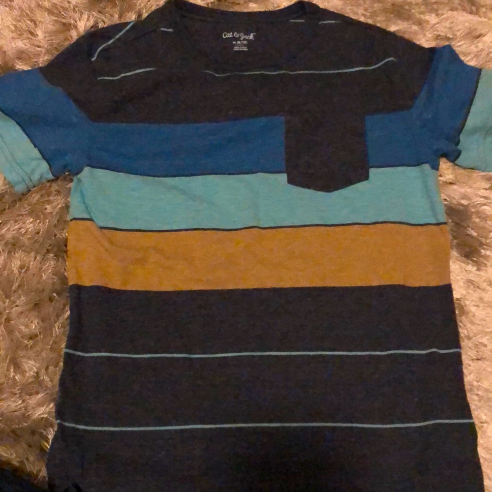 Cat & Jack Blue Striped T-shirt soft M 8/10